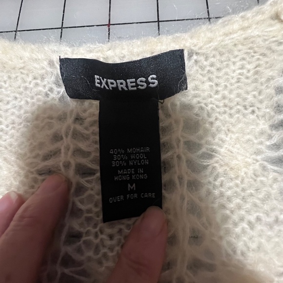 Express Sweaters Set Pink and Cream Size M Mohair angora Cable  Vintage EUC - Picture 15 of 16